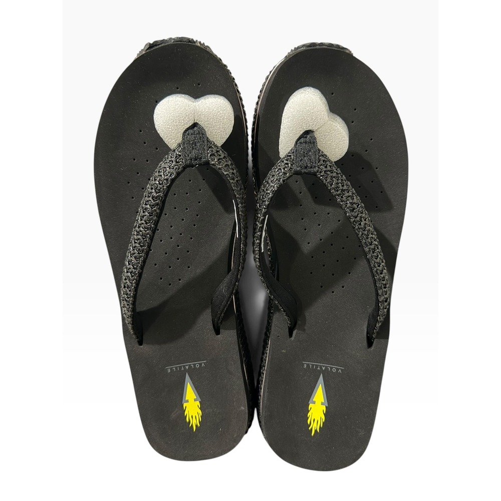 Volatile Womens Black Palau Platform Flip Flops Textured Strap Sandals Size 11